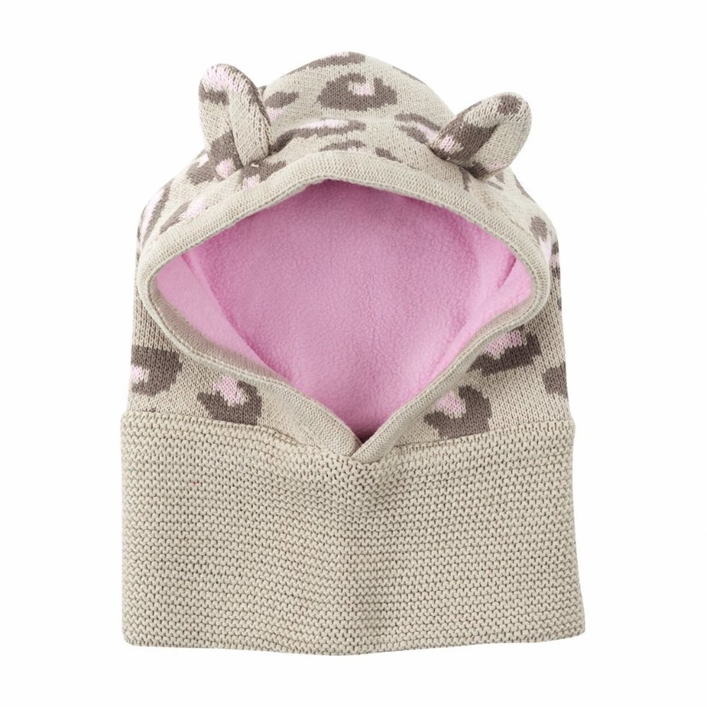 Zoocchini NWT Leopard Knit Baby Balaclava Hat Kitty Chaton-Gatito 6-12 Months